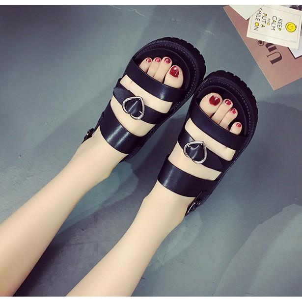 Sandal nữ đế độn cực dễ thương màu đen - SD3