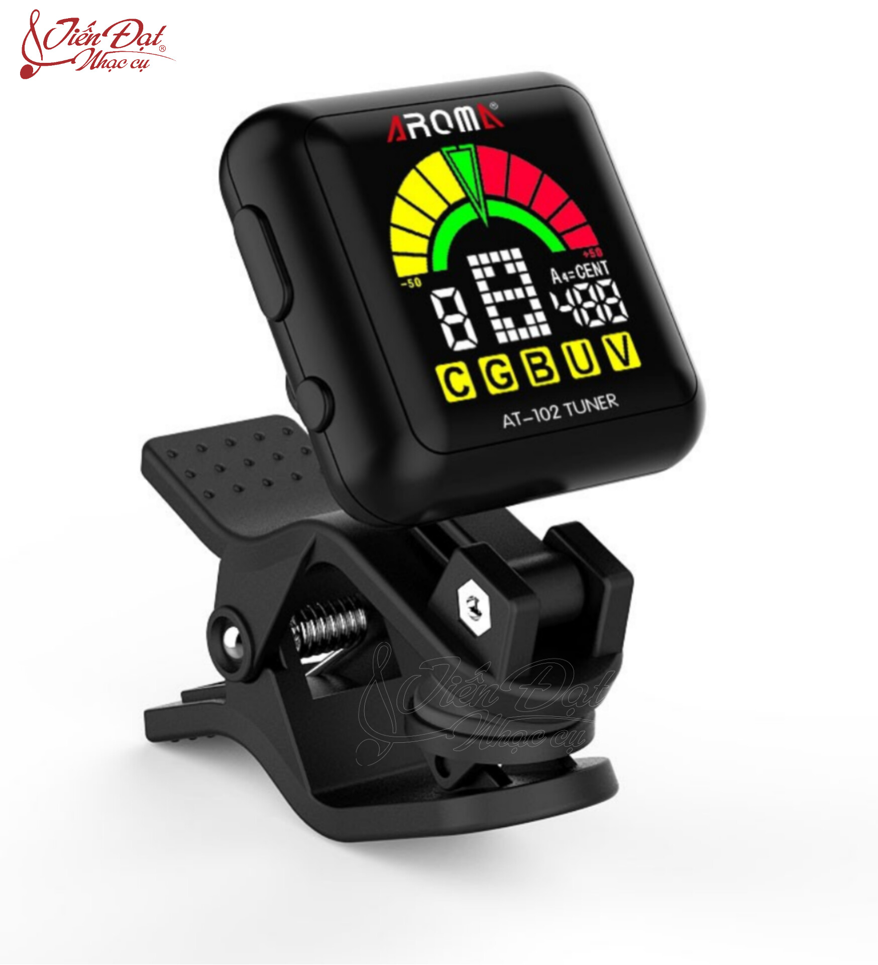 Tuner/ Máy Lên Dây Aroma AT-102, Kèm Dây Cáp Sạc USB, Màn Hình Màu Dành Cho Chromatic, Guitar,Bass,Ukulele