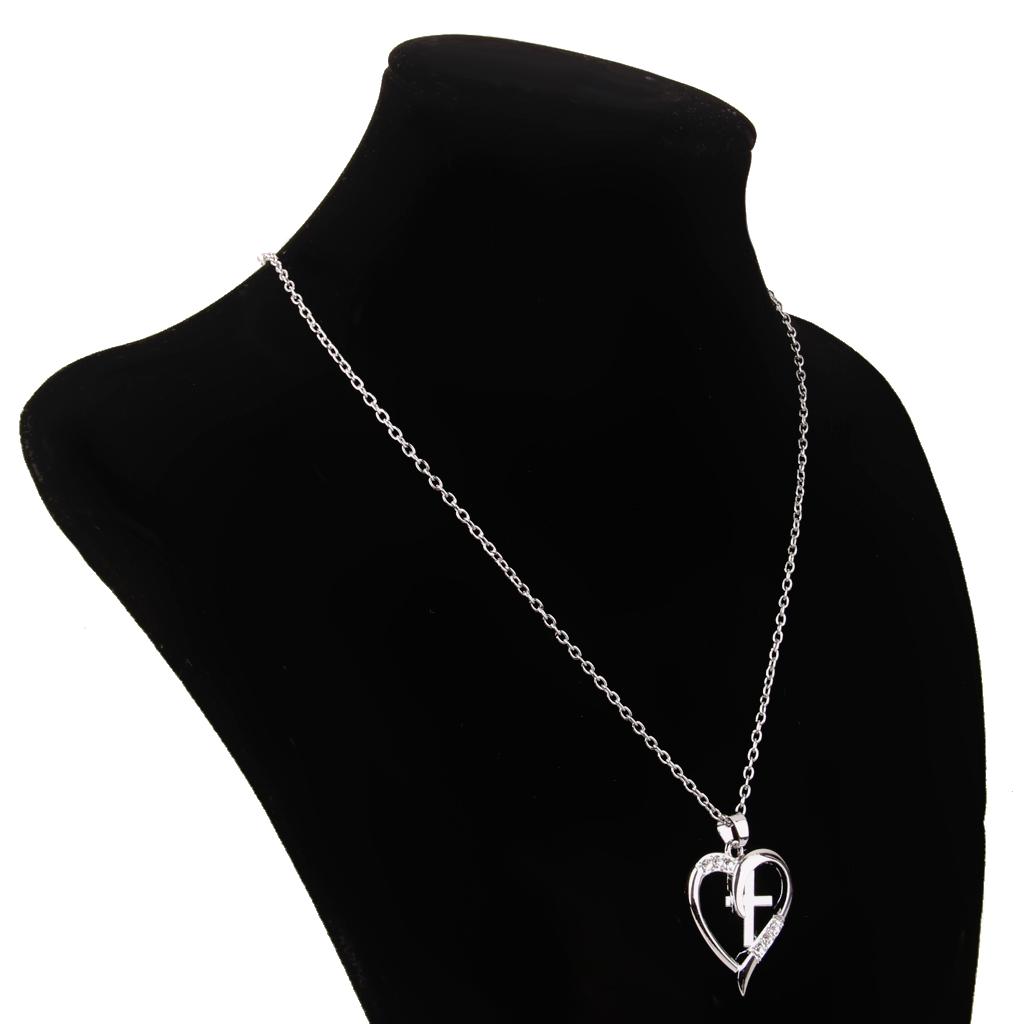 Fashion Charm Heart Cross Pendant Crystal Rhinestone Necklace Jewelry Gift
