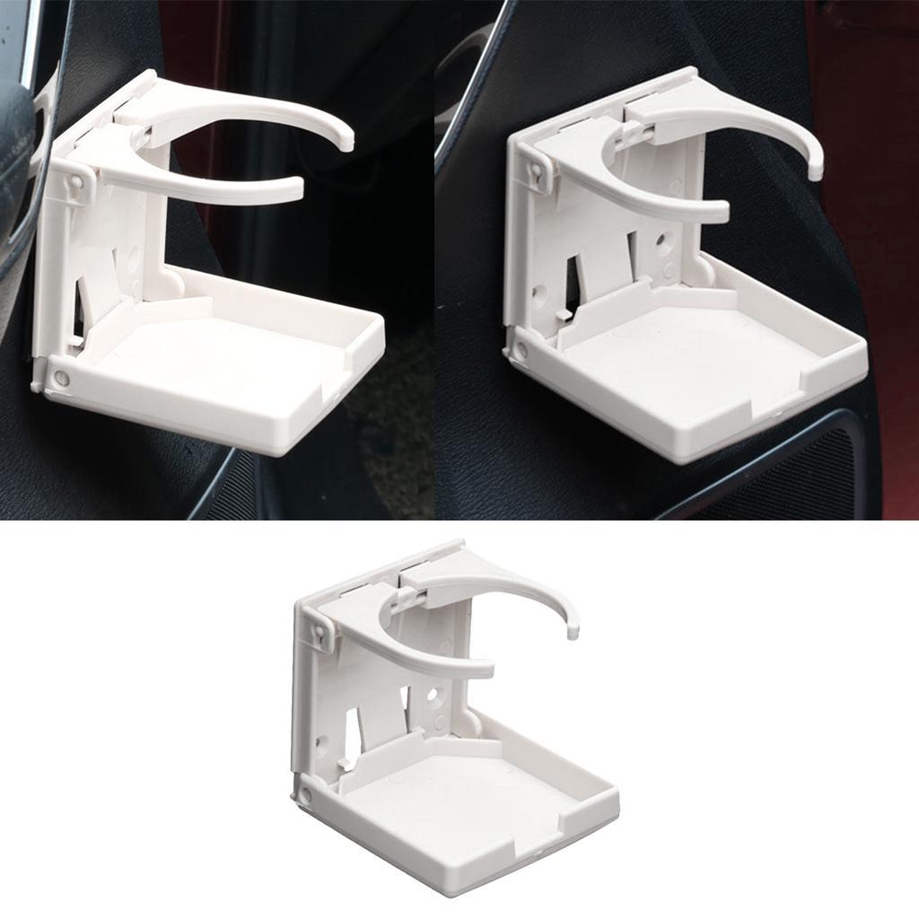2Pcs White Adjustable Car Vehicle Folding Beverage Cup Drink Holder