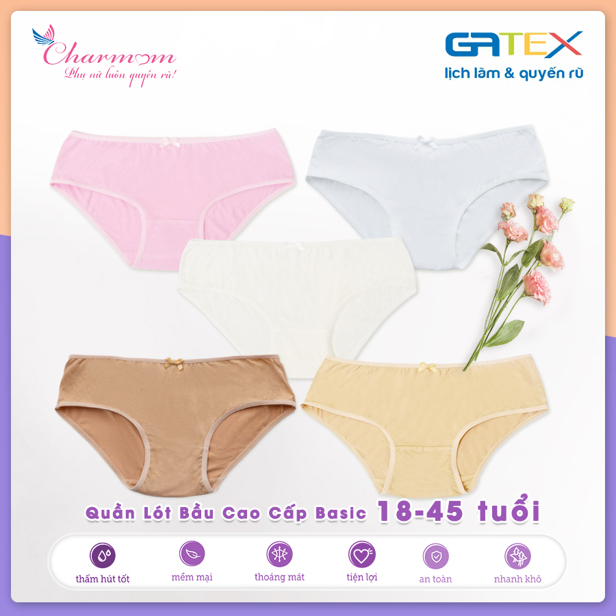 [Đồ lót cho mẹ bầu] Áo Ngực Bầu Và Quần Lót Bầu GATEX Cotton Cao Cấp Basic