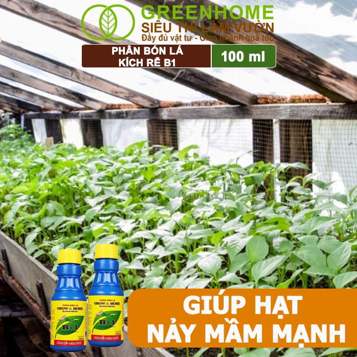 Phân Bón Kích Rễ, Greenhome, B1, Chai 100ml, Tạo Mầm, Rễ Khoẻ, Sai Hoa, Phục Hồi Rễ Yếu, Lá Dày