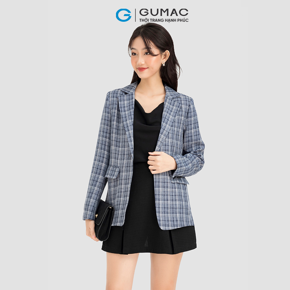 Áo vest blazer nữ GUMAC AC08050 sọc caro có túi nắp