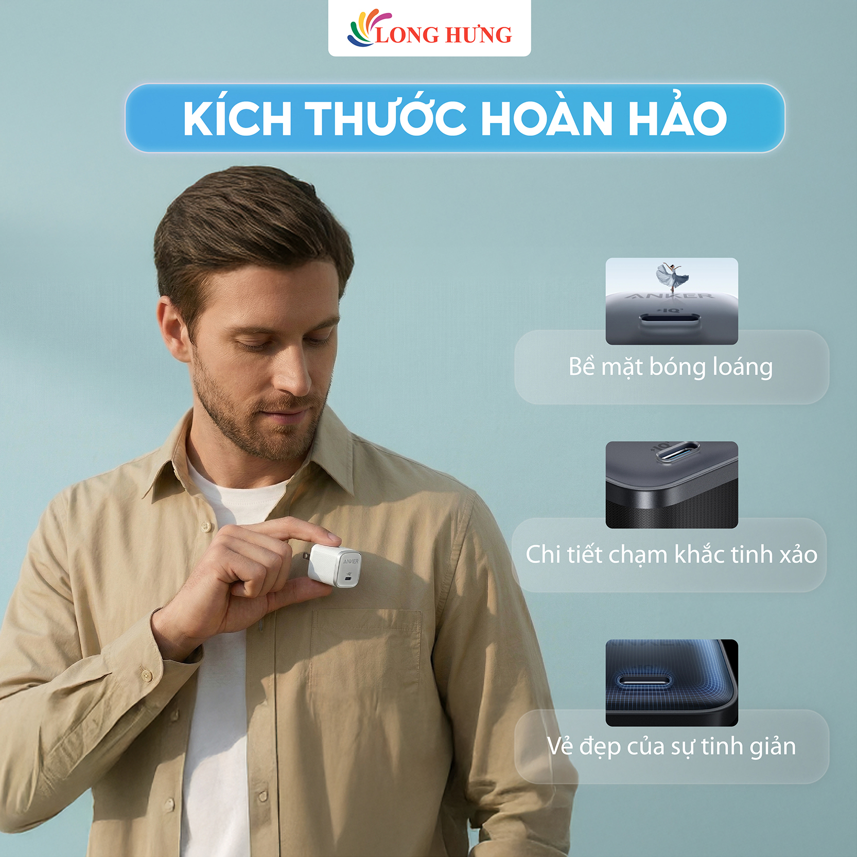Combo cốc sạc Anker Nano 1C 45W + Cáp USB Type-C to Type-C B2692 - Hàng chính hãng