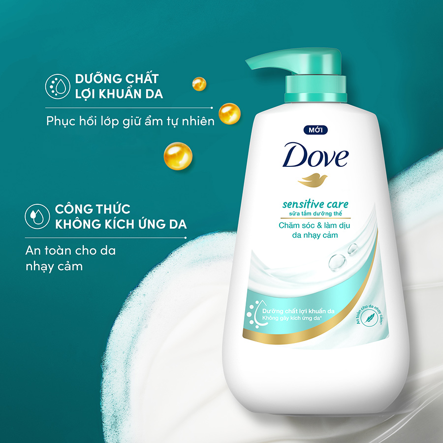 Sữa tắm dưỡng thể Dove Sensitive care chăm sóc da nhạy cảm với công thức không kích ứng da 500g