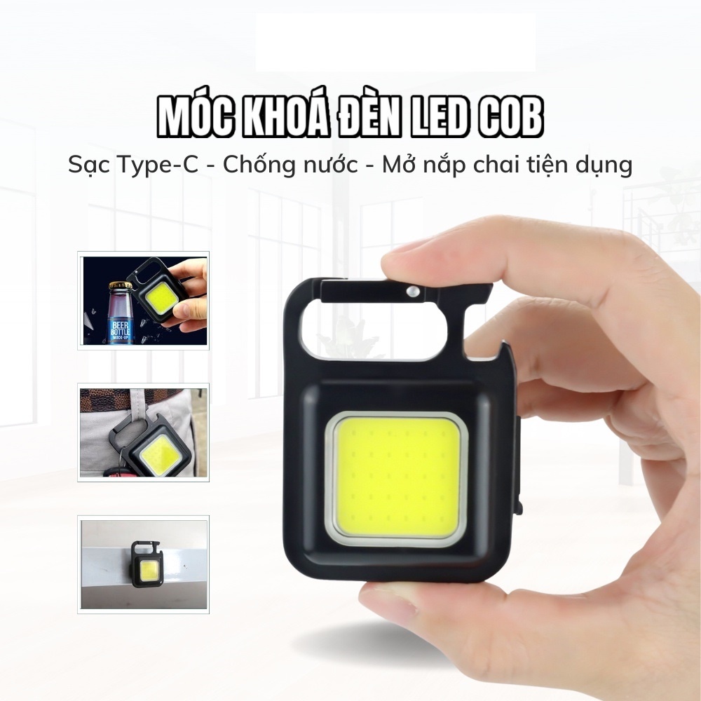 Đèn Pin Kiêm Móc Khóa Mini Siêu Sáng Đèn LED COD Bỏ Túi Sạc Type C
