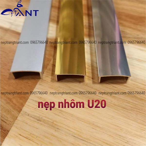 Nẹp nhôm U20 mm - Nẹp nhôm chữ U - Nẹp trang trí ANT