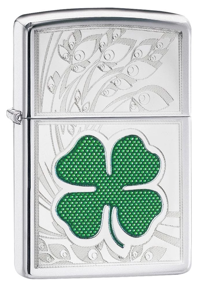 Bật lửa Zippo Clover High Polish Chrome Design 24699