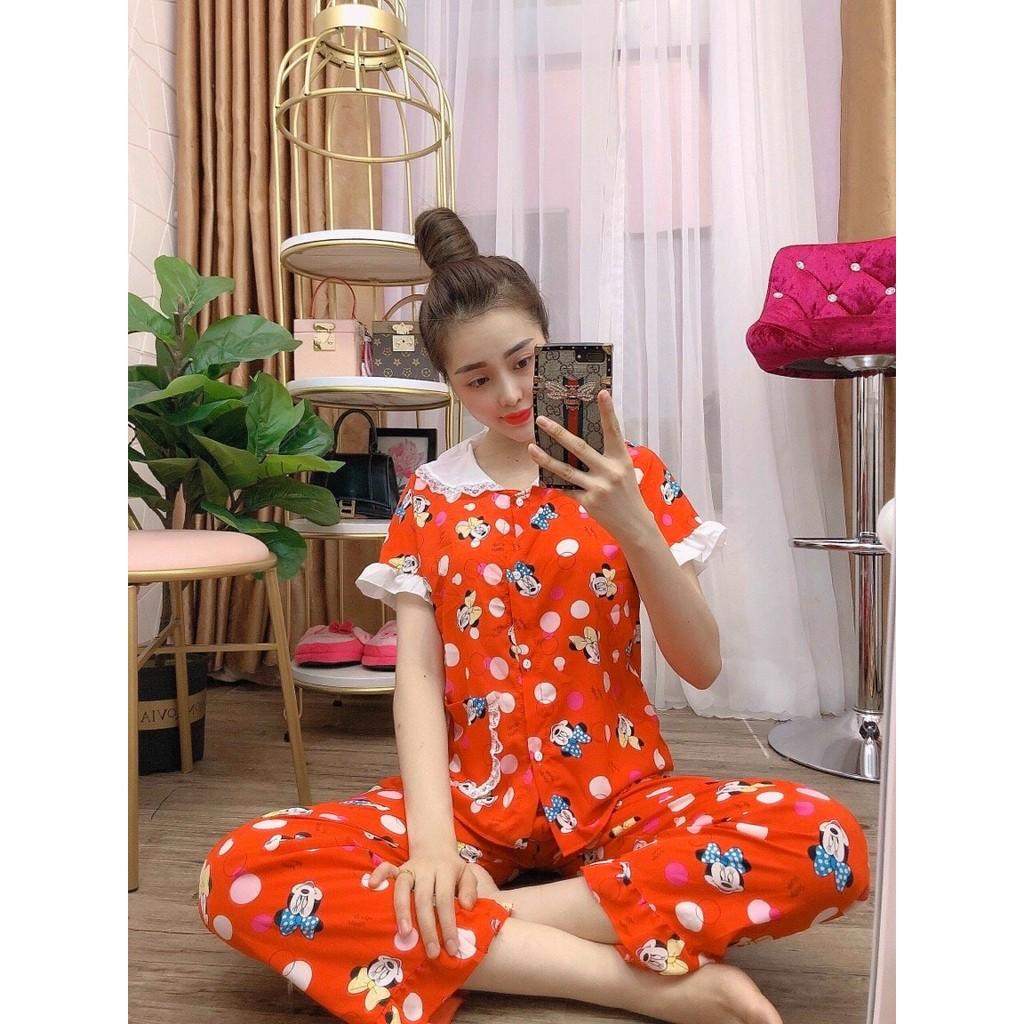 BỘ PIJAMA TIỂU THƯ LỤA HÀN QUẦN DÀI , TAY NGẮN, 40 -59kg