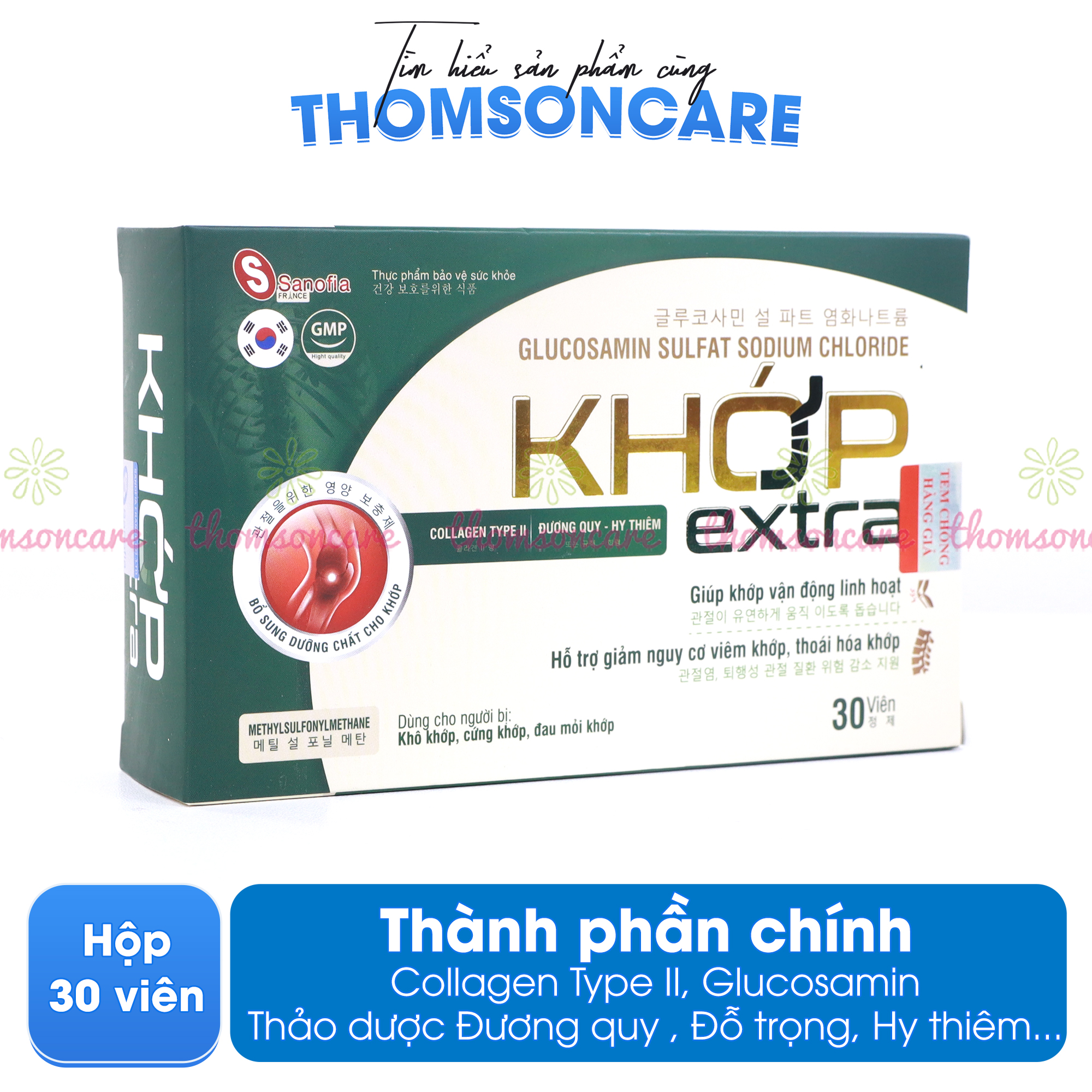 Viên Khớp Extra Hộp 30 viên - Bổ sung chất nhầy, giảm đau xương khớp, thoái hóa khớp từ thảo dược - Thomsoncare