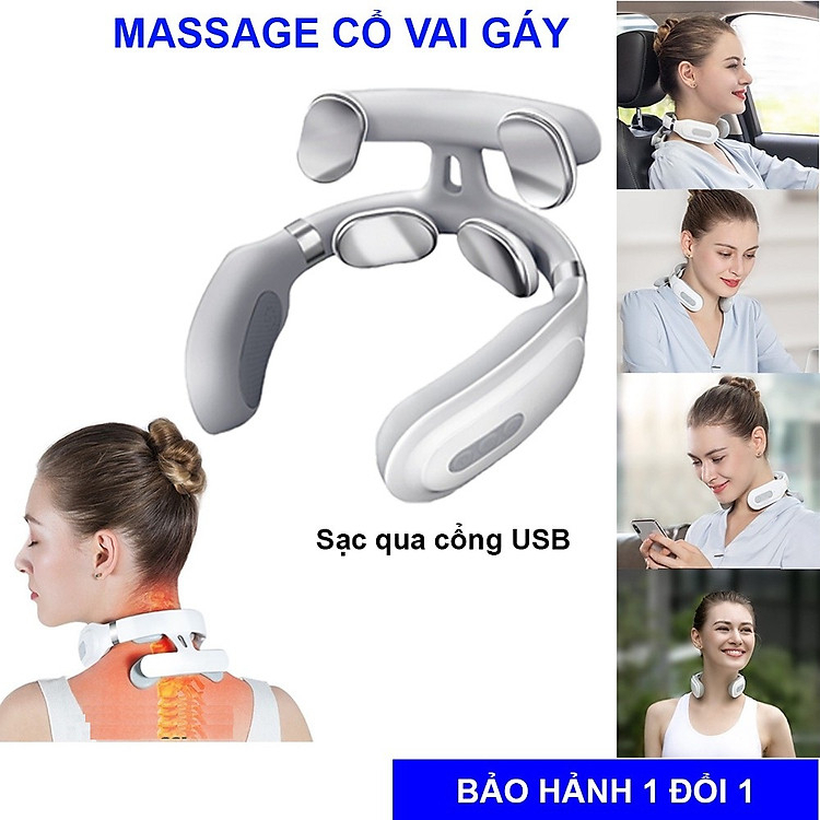 Máy Mát Xa Cổ Vai Gáy, Massage Giảm Đau Mỏi Với 4 Chế Độ Massage Và 16 Mức Độ Điều Chỉnh - Hàng Chính Hãng