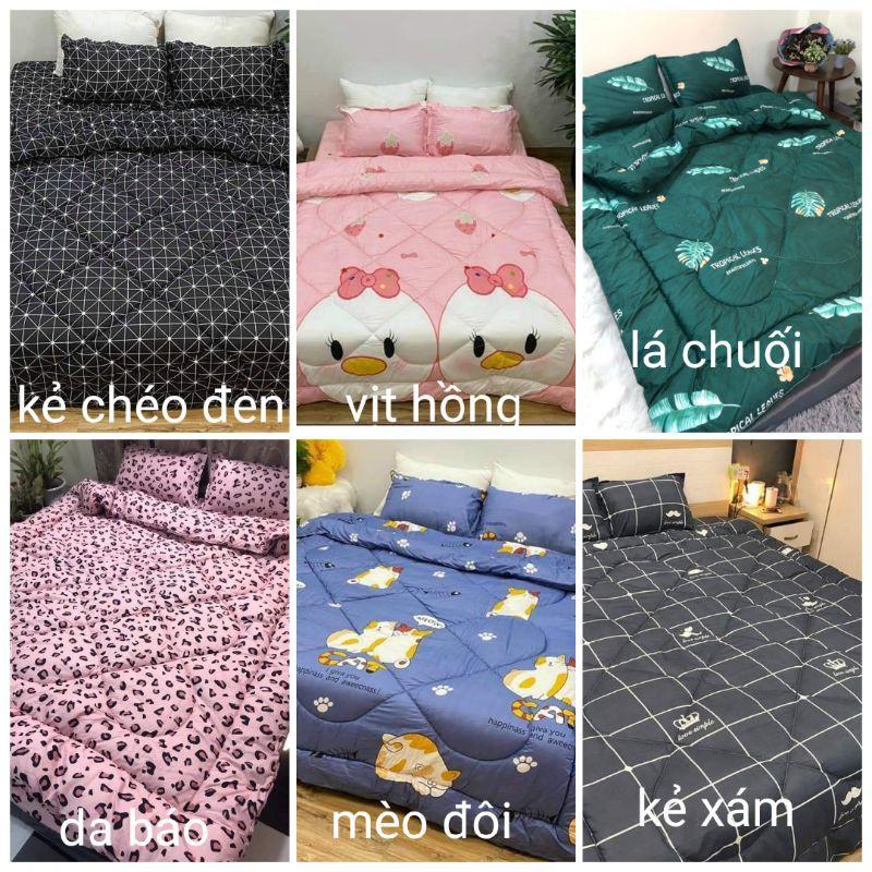 Trọn Bộ Chăn Phao 5 Món Ga Gối Poly loại 1 Chăn Bông Dày Như Hình