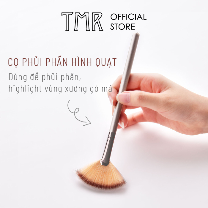 Cọ Trang Điểm Cham TMR Đánh Nền, Che Khuyết Điểm Đầu Nghiêng, Bắt Sáng Hình Quạt chính hãng, lông cọ cao cấp