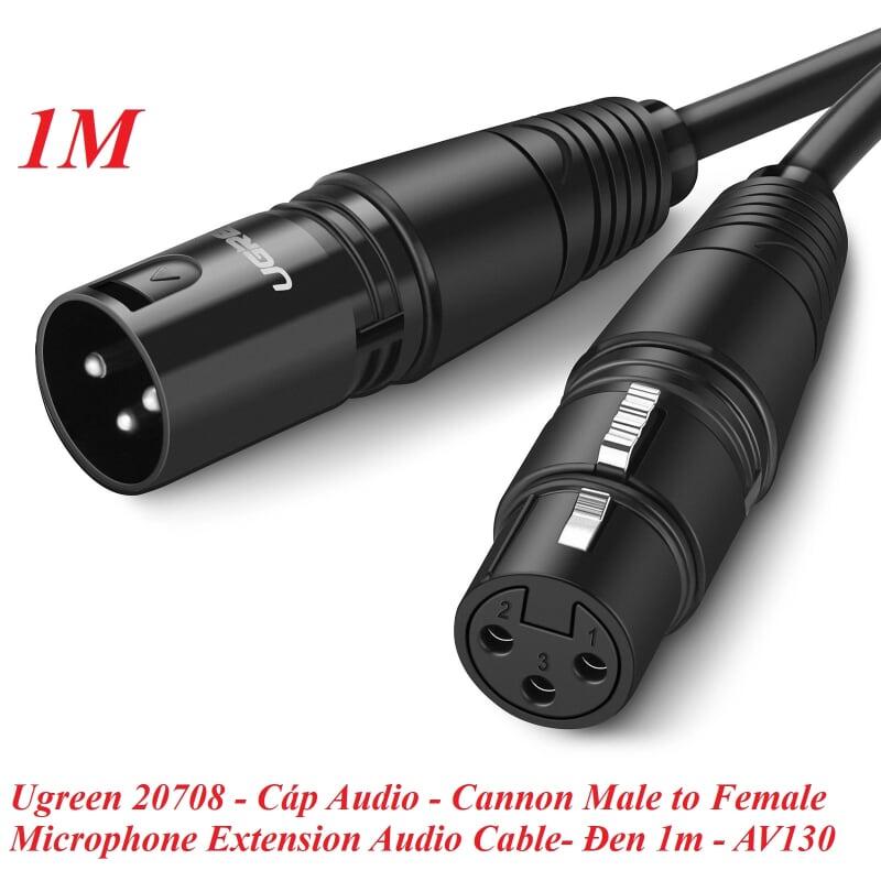 Ugreen UG20708AV130TK 1M Màu Đen Cáp nối dài Microphone cannon âm thanh - HÀNG CHÍNH HÃNG