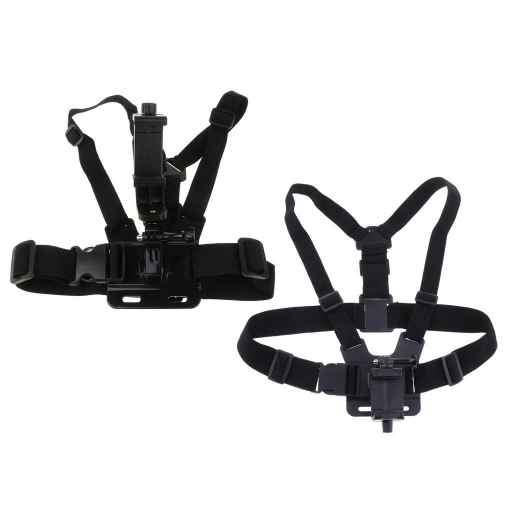 2x Chest Adjustable Strap Outdoor Holder with Clip for Smartphone Black