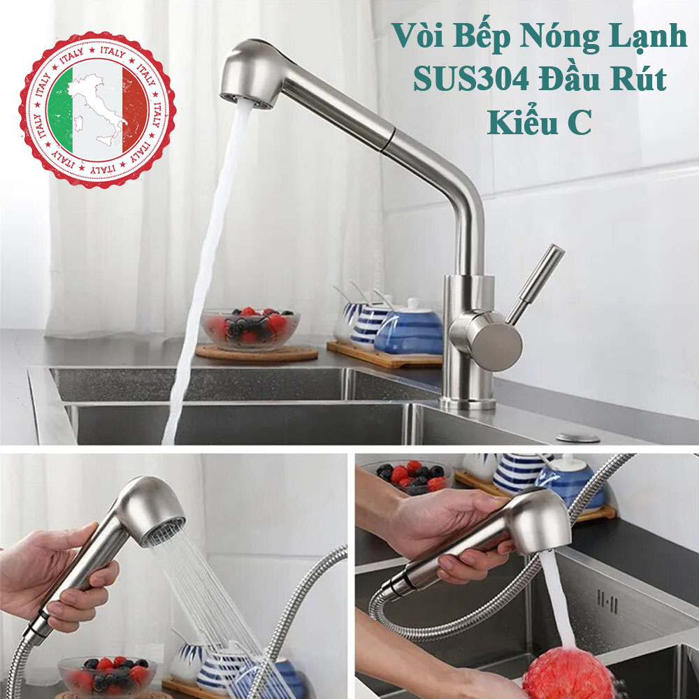 [Tổng hợp] Vòi bếp vòi rửa chén (có đầu rút ra được-nhiều chế độ phun) bán chạy + tặng kèm cặp dây cấp không gỉ