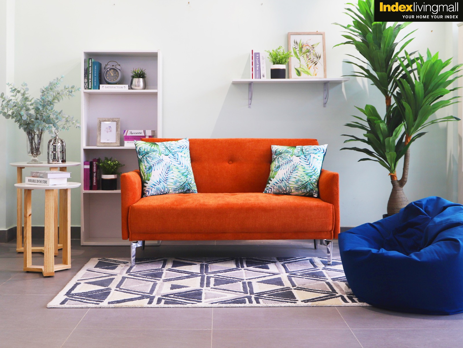 Ghế sofa đôi KURT khung gỗ và chân thép, đệm bọc vải cao cấp màu cam nổi bật | Index Living Mall -  Phân phối độc quyền tại Việt Nam