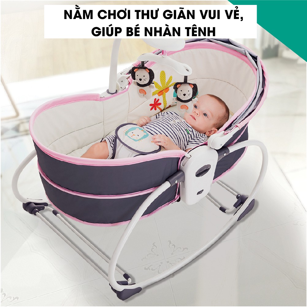 Nôi Rung Kiêm Ghế Bập Bênh 5 Trong 1 Mastela 6033 - Ghi Hồng