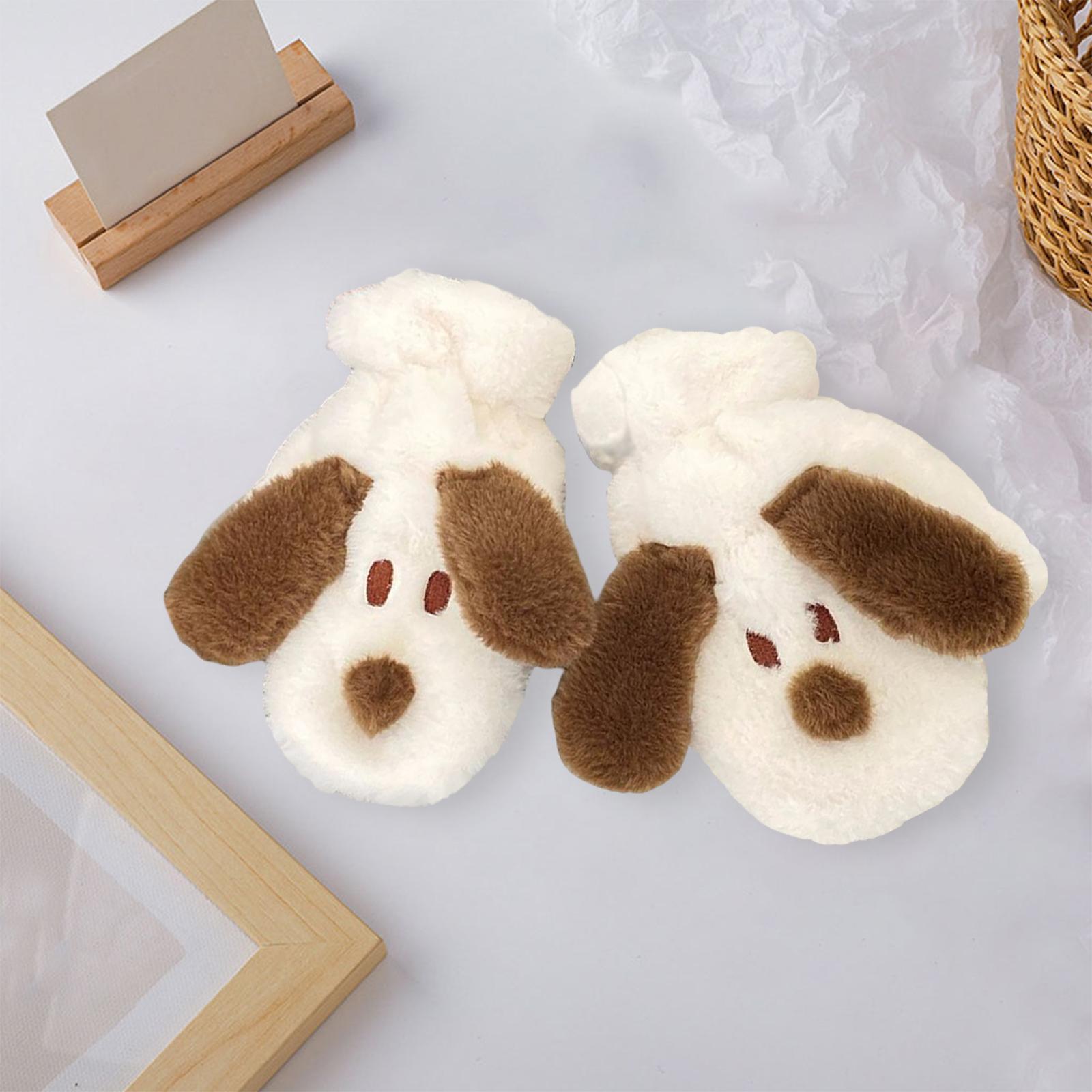 Women's Cute Plush Gloves Warm Windproof Soft for Winter Cycling