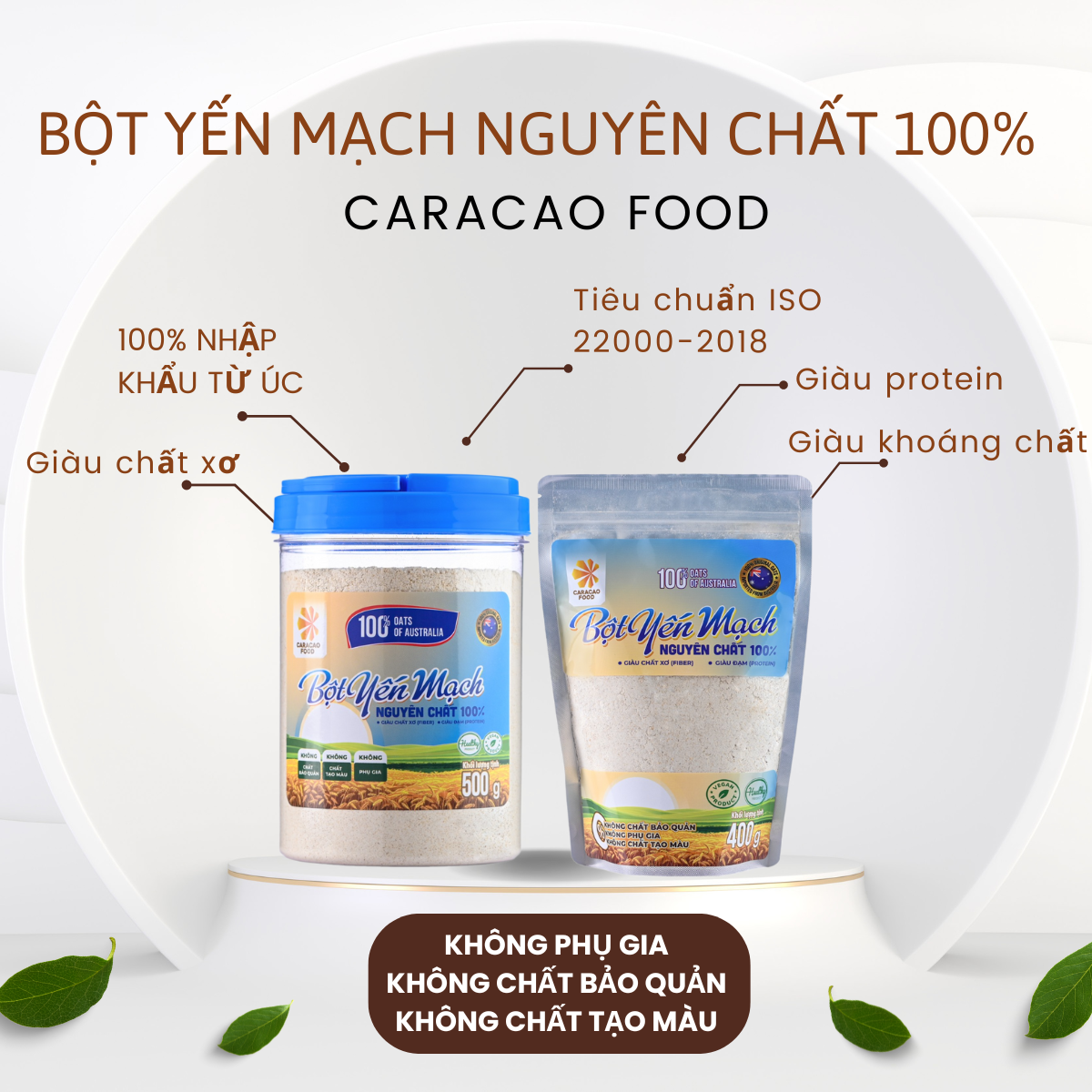 [GIÁ HỦY DIỆT -Date 11.3.2025] Bột Yến mạch Úc nguyên chất 100% - Túi 400g, Eatclean, Ăn Kiêng Giảm Cân, Tập Gym Bổ Sung Dinh Dưỡng, Làm Bánh, Đắp mặt nạ - Caracao Food