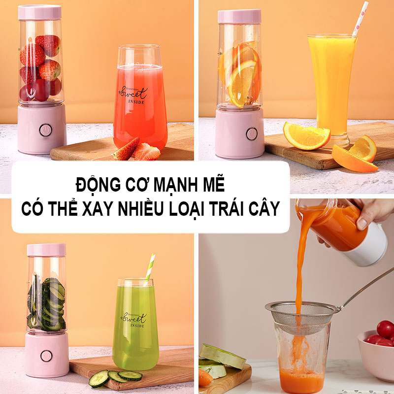 Máy Xay Sinh Tố Cầm Tay Mini Pin Sạc 6 Lưỡi Dao Siêu Mạnh (150W - 450ml) - Dung lượng pin 4000mAh