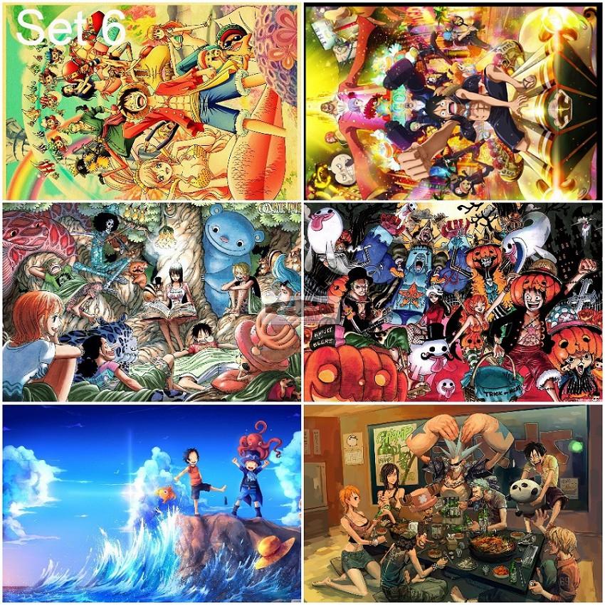 Bộ 6 Áp phích - Poster Anime One Piece - Vua Hải Tặc (bóc dán) - A3, A4, A5