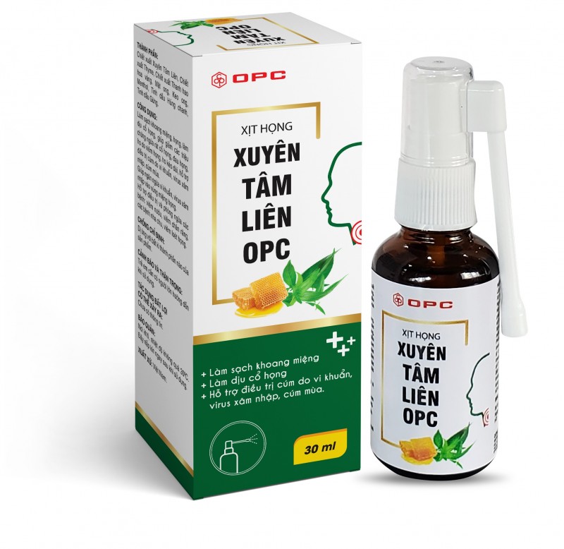 [Sản phẩm chống dịch] Xịt họng Xuyên Tâm Liên OPC (30ml) - Ngăn ngừa vi khuẩn xâm nhập, làm sạch khoang miệng và họng, làm dịu cổ họng - Hàng chính hãng OPC