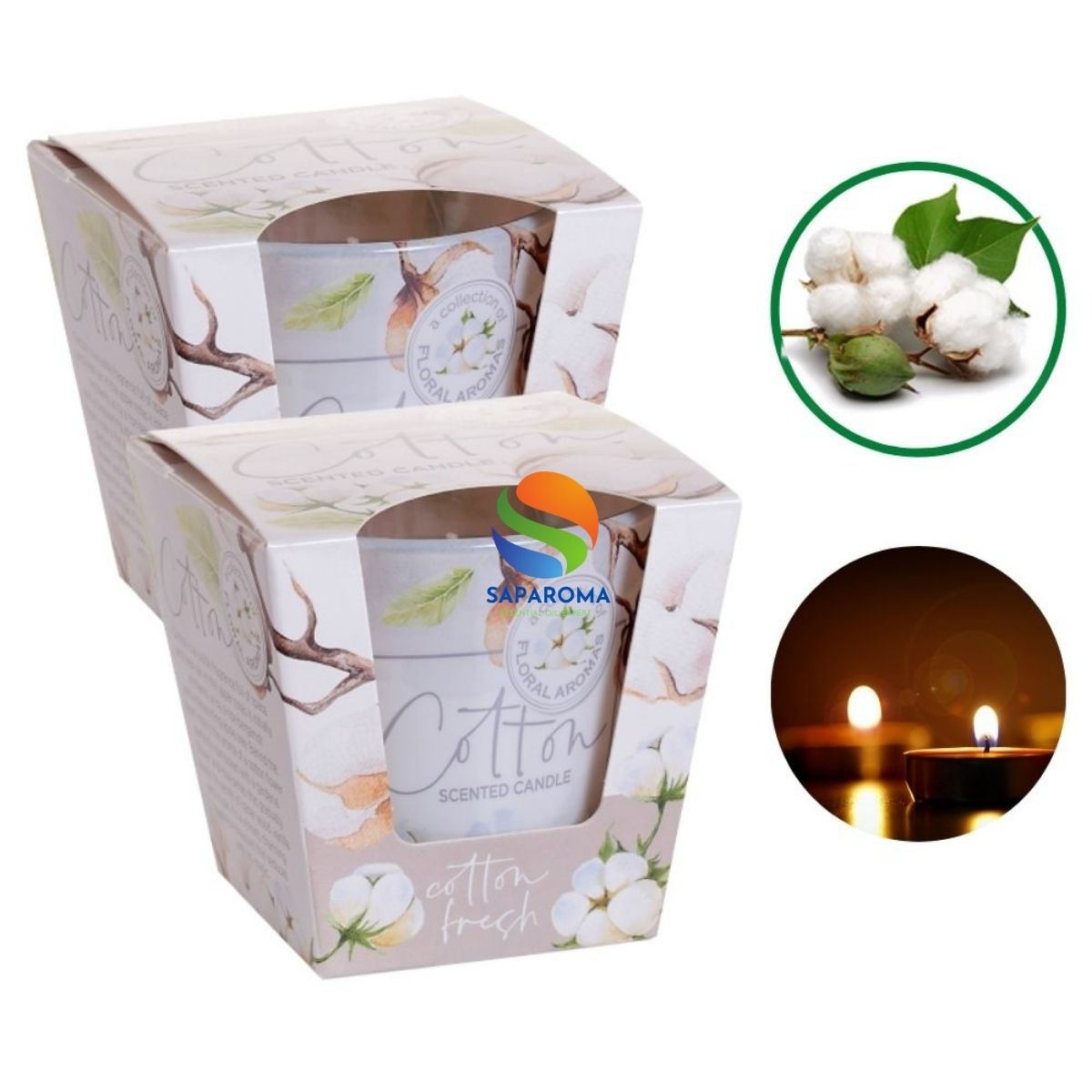 Combo 2 ly nến thơm tinh dầu Bartek Cotton 115g - hương hoa bông Spa, nến trang trí, thơm phòng, thư giãn, hỗ trợ khử mùi