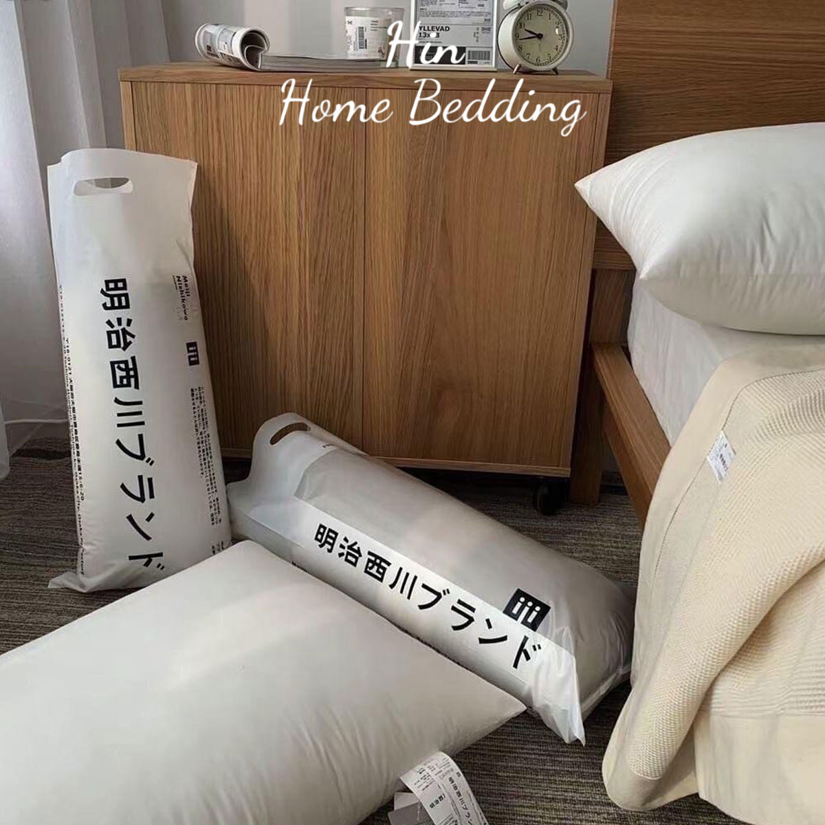 Gối Khách Sạn 50x70cm Hin Home Bedding Gối Ngủ Ruột Gối Lông Vũ Nhân Tạo Cao Cấp Gối Nhật Bản