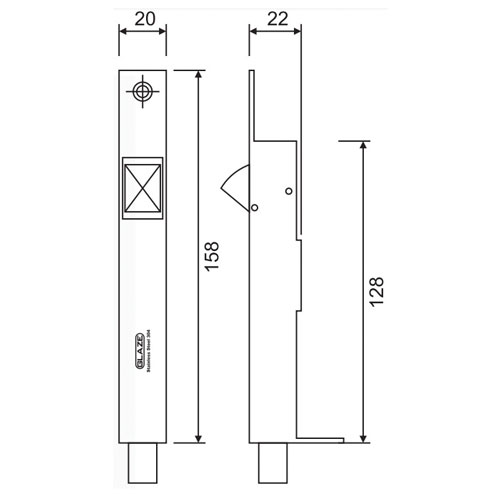 Chốt cửa inox tự động Glaze ( dùng cho cửa 2 cánh đóng cùng lúc )