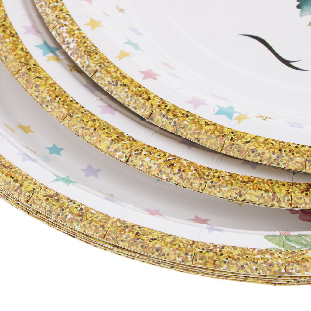 20 Pieces Magical Unicorn Paper Plate Cake Tray Birthday Party Tableware