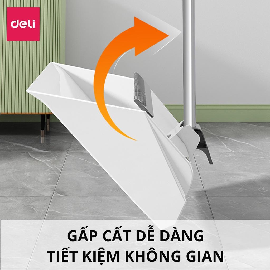 Bộ Chổi Quét Nhà Thông Minh Xoay 180 Độ Kèm Hót Rác Gấp Gọn Deli - Chổi Xẻng Quét Sạch Bụi Chống Mắc Tóc Tiện Lợi Phù Hợp Với Mọi Mặt Sàn Phòng Khách, Phòng Ngủ, Phòng Bếp Thiết Kế Có Móc Treo - VSS1003