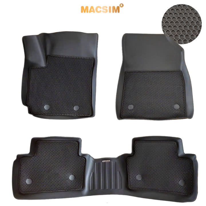 Thảm 2 lớp (sd3) dạng lưới lục giác Kia Seltos 2022+ (đen) - bề mặt cao su siêu sạch - Macsim