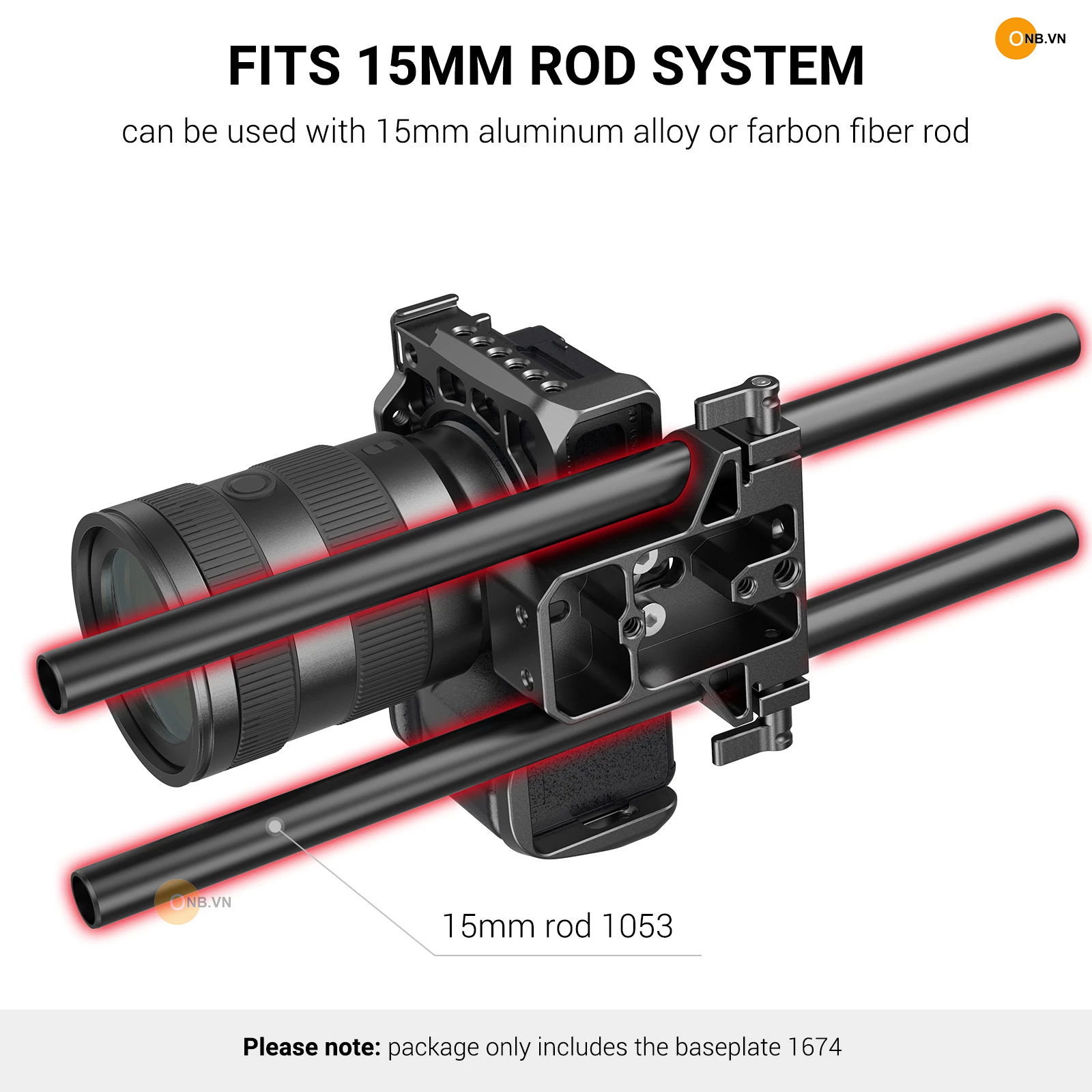 SmallRig Baseplate with Dual 15mm Rod Clamp 1674