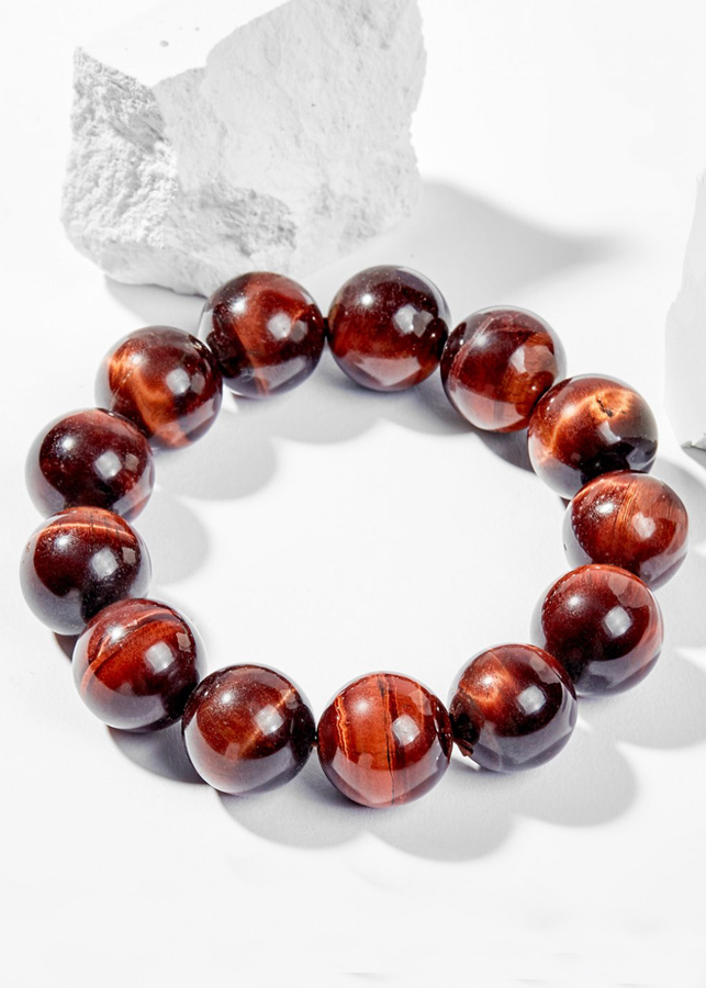 Vòng Tay Phong Thủy Nam Đá Mắt Hổ Nâu Đỏ Mệnh Hỏa, Thổ Ngọc Quý Gemstones