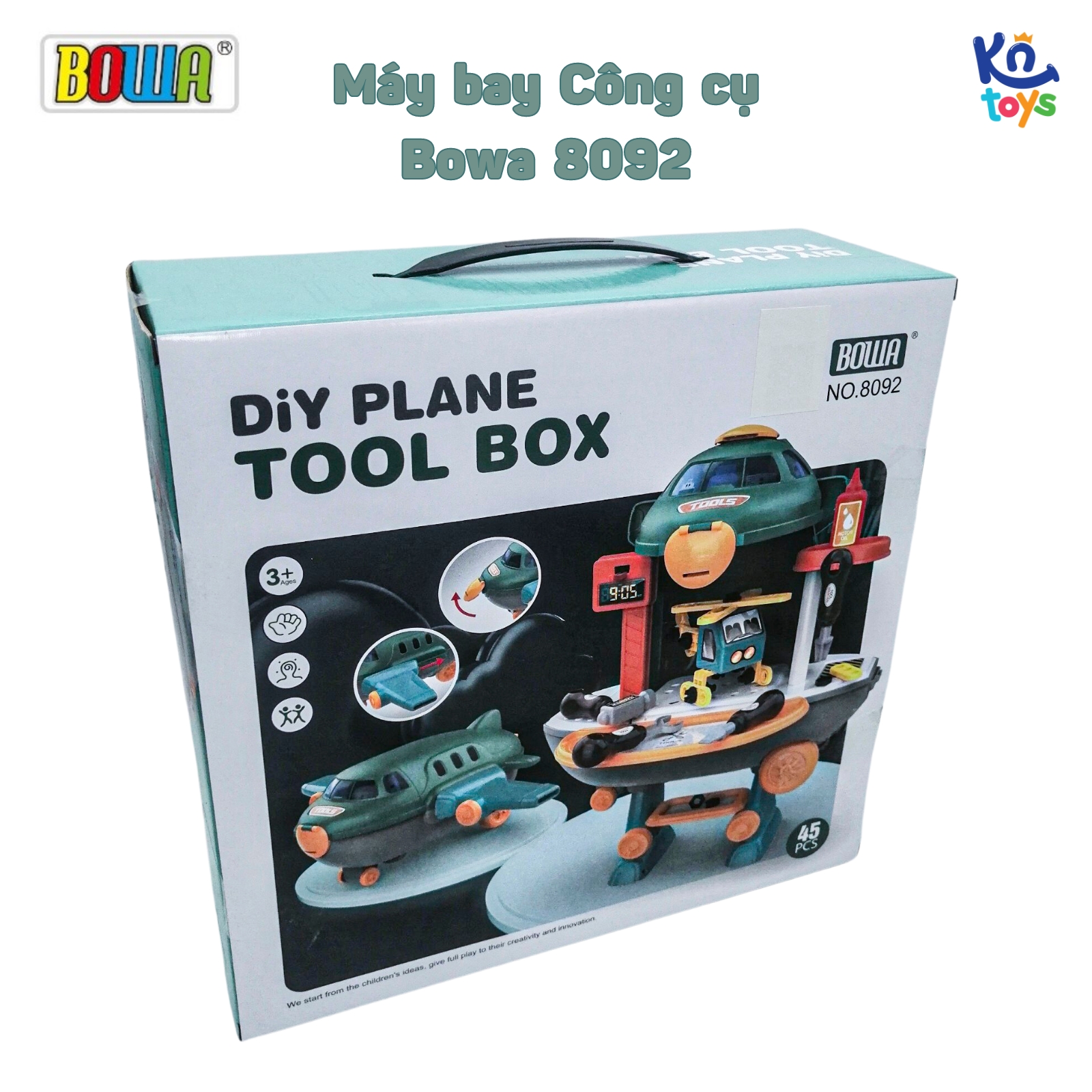 Bộ Đồ Chơi Hướng Nghiệp Nhập Vai Bowa 8092 - Máy Bay Công Cụ 45 chi tiết 2 in 1