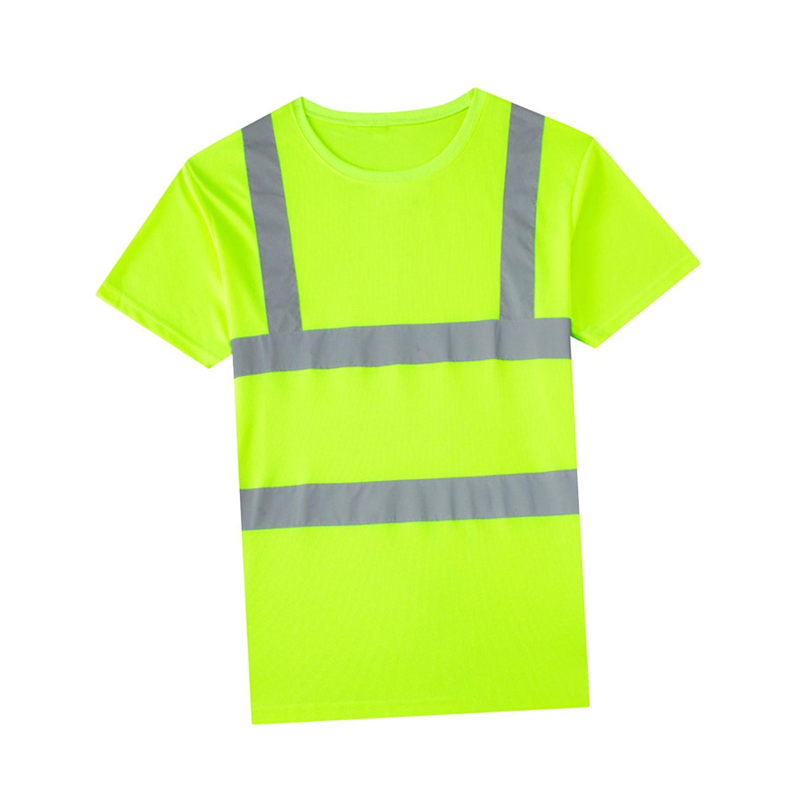 High Visibility Short Sleeve Construction Shirt Quick Drying High Visibility Reflective Shirts for Night Work Cycling Firefighter Women