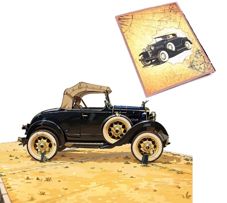 H37 -  Thiệp 3D Xe Hơi Cổ – Vintage Car Pop Up Card Viethands Giftshop