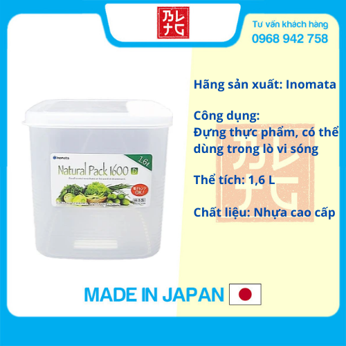 Hộp Nhựa Vuông Đựng Thực Phẩm 1600ml