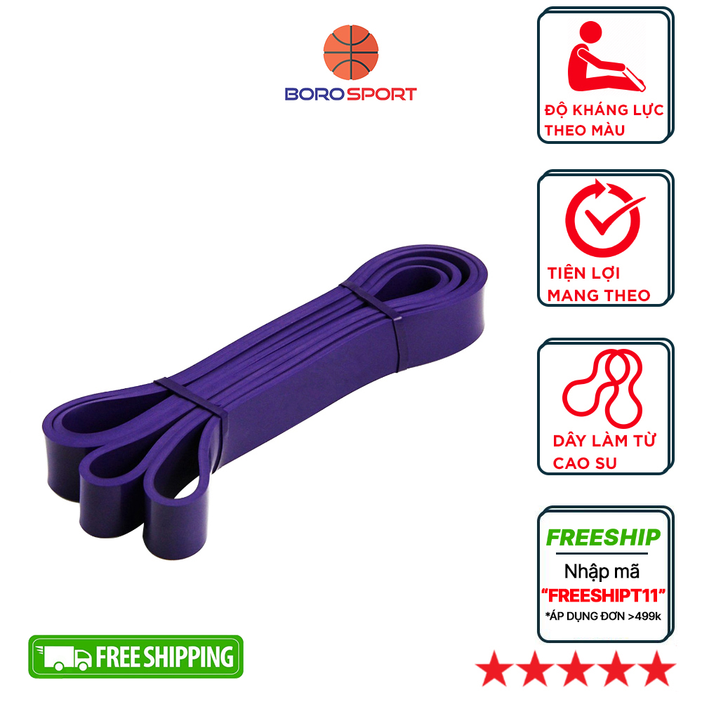 Dây Kháng Lực Tập Gym Cao Su Tự Nhiên, Mức Lực Kéo Phân Theo Từng Màu, Tiện Lợi Mang Theo Bất Cứ Đâu Cleacco - Tím