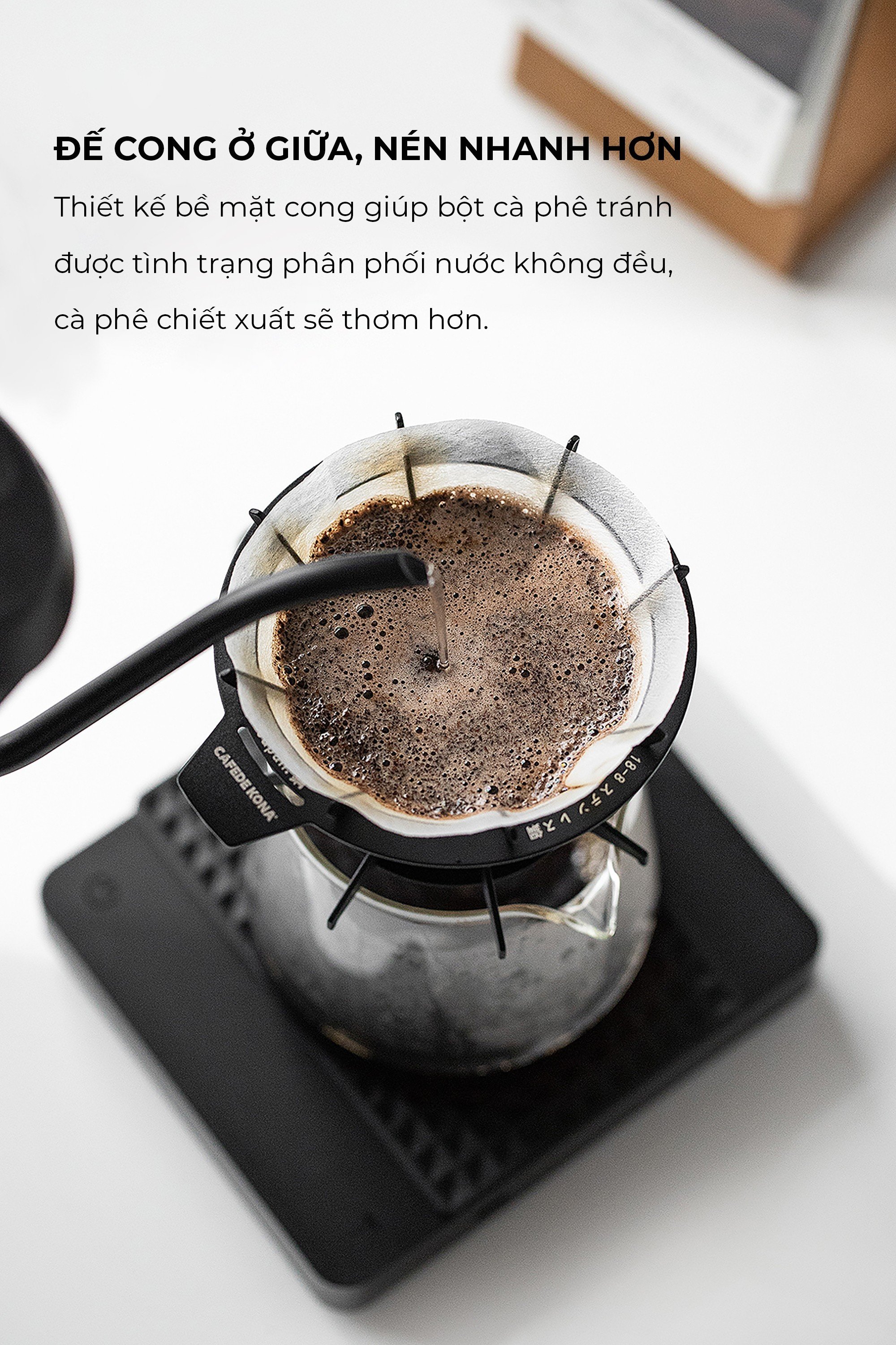 Phễu V60 01 bằng thép Nhật Cafede Kona