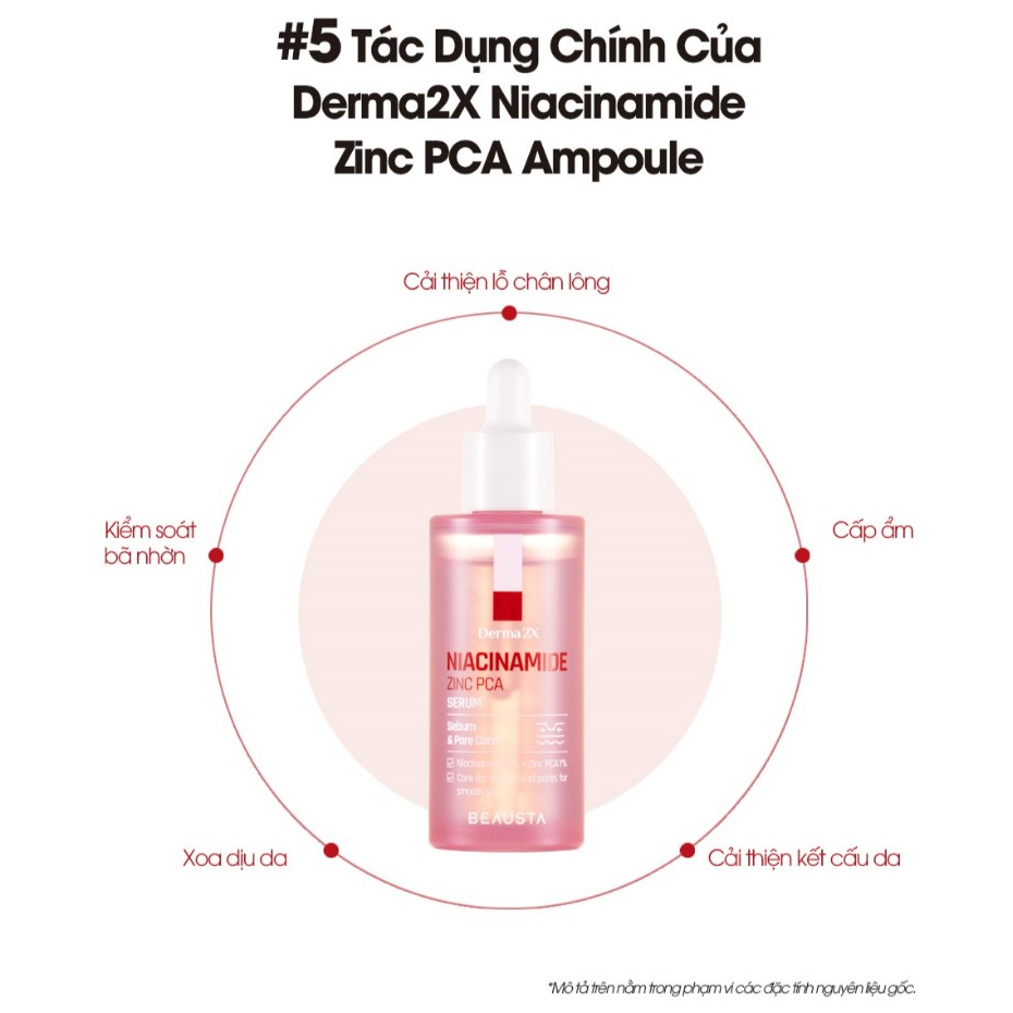 Tinh Chất Dưỡng Da Cấp Ẩm - Dịu Da Beausta Derma2X Niacinamide Zinc PCA Serum 50ml