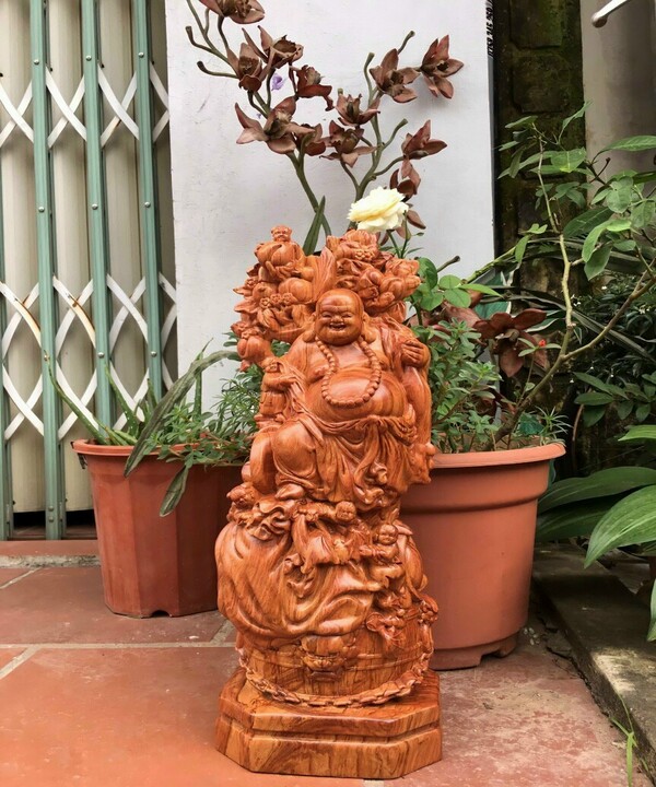Tượng Phật Di Lặc Ngũ Phúc Vác Cành Đào