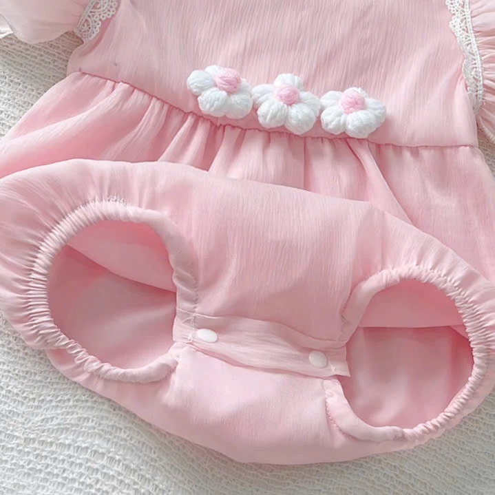 Set Body Cánh Tiên Đính Hoa Màu Hồng Kèm Băng Đô Cho Bé Gái Sơ Sinh 1 2 Tuổi Từ 3-11kg Dành Cho Bé Gái