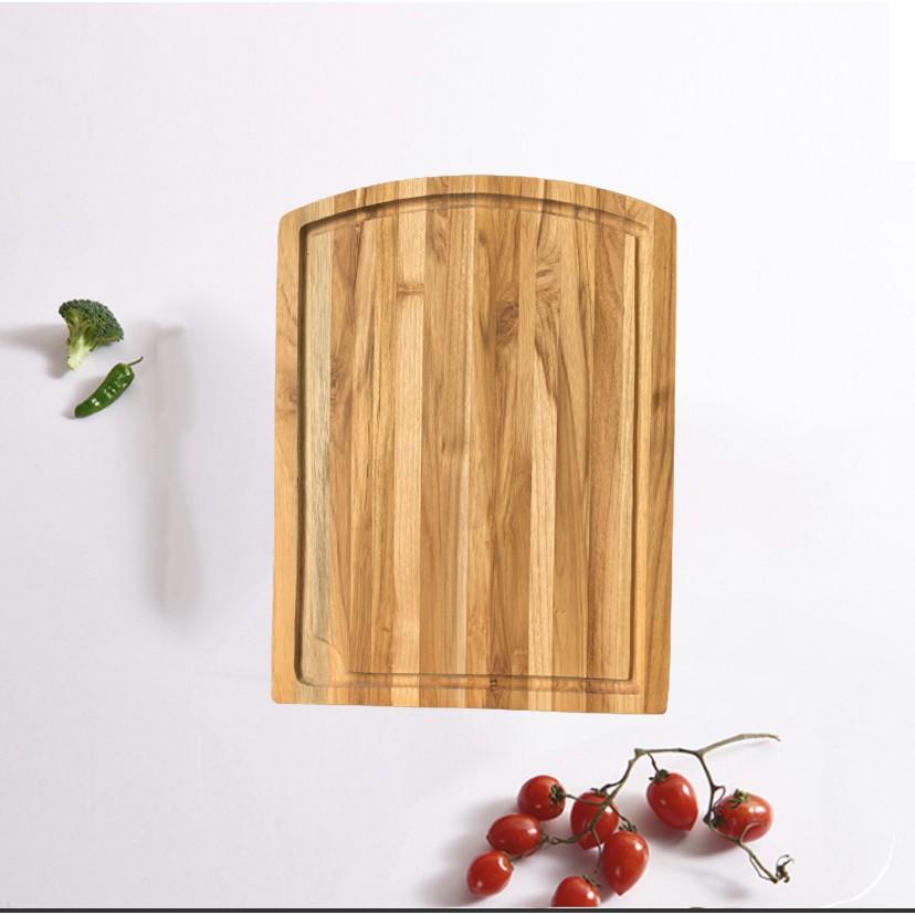 Thớt gỗ teak hình chữ nhật có rãnh có lỗ 38 x 27 CM