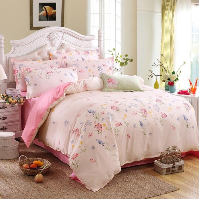 Bộ chăn ga gối Cotton cao cấp 1m6x2m hoa hồng nhẹ nhàng DQK160