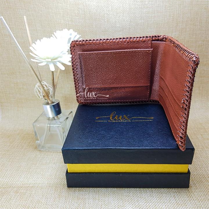 Ví Nam Da cá sấu LuxLeather LM1113 Đan Viền thủ công - Một mặt - Kiểu Ngang - Gù nguyên con