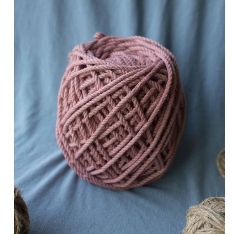 Dây thừng cotton làm handmade, macrame, decor màu Hồng vỏ đậu