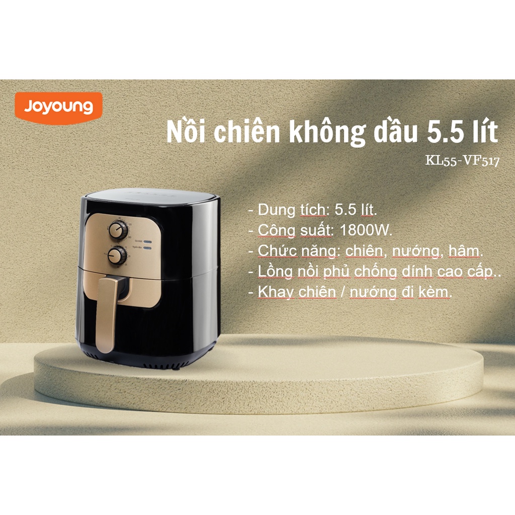 Nồi chiên không dầu JOYOUNG 5.5 lít KL55-VF517 Đa chức năng, chiên, nướng, hâm - Hàng chính hãng - Bảo hành 12 tháng