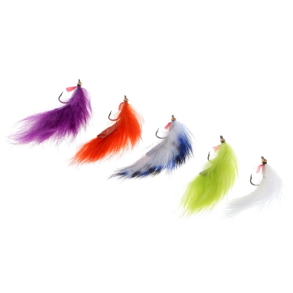 5pcs Bead Head Zonker Trout Flies Sinking Fly Fishing Streamers Flies